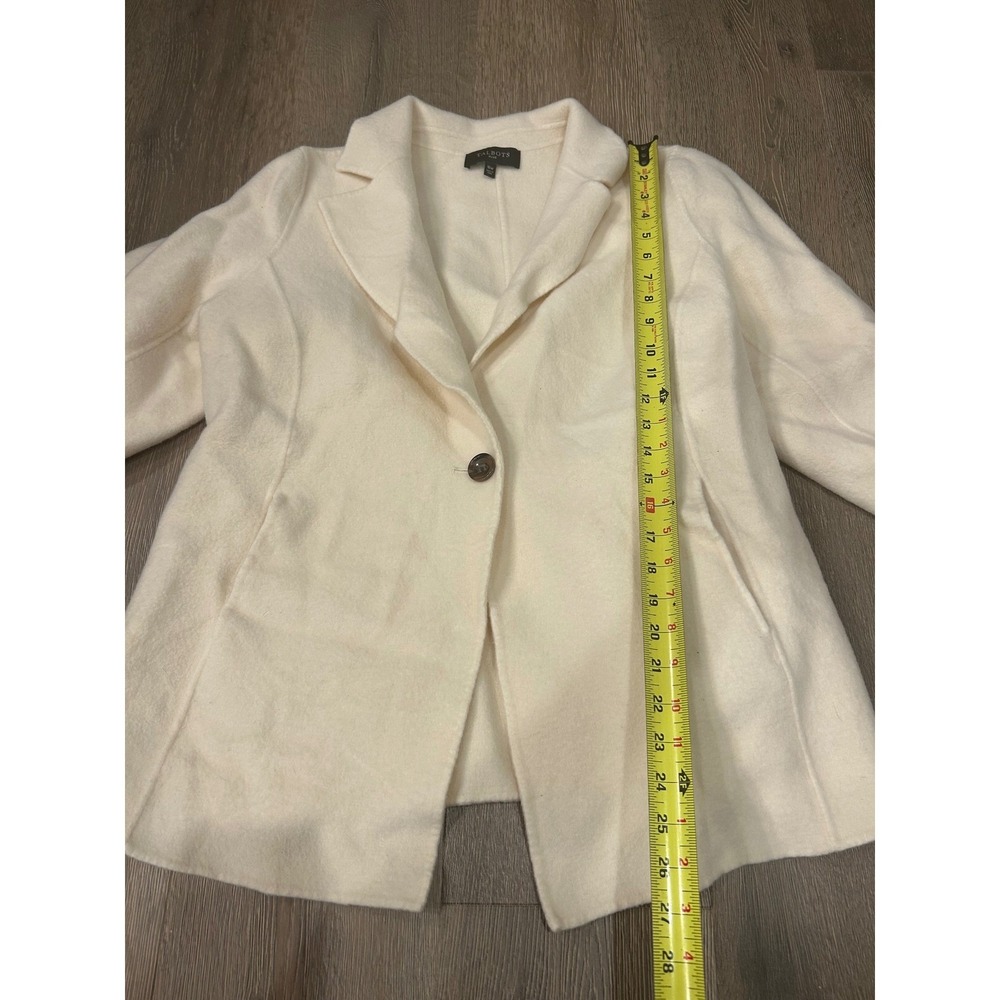 Talbots Plus Ivory Boiled Wool Blend Single Button Blazer Jacket Womens 16W - Picture 7 of 9